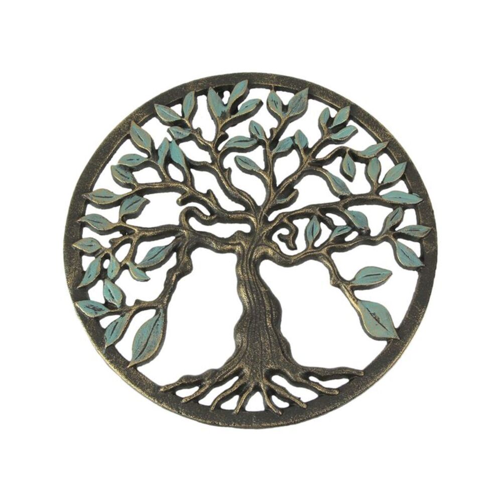 Bronze Finished Cast Iron Tree Of Life Wall Hanging 11.75 Inches In Diameter